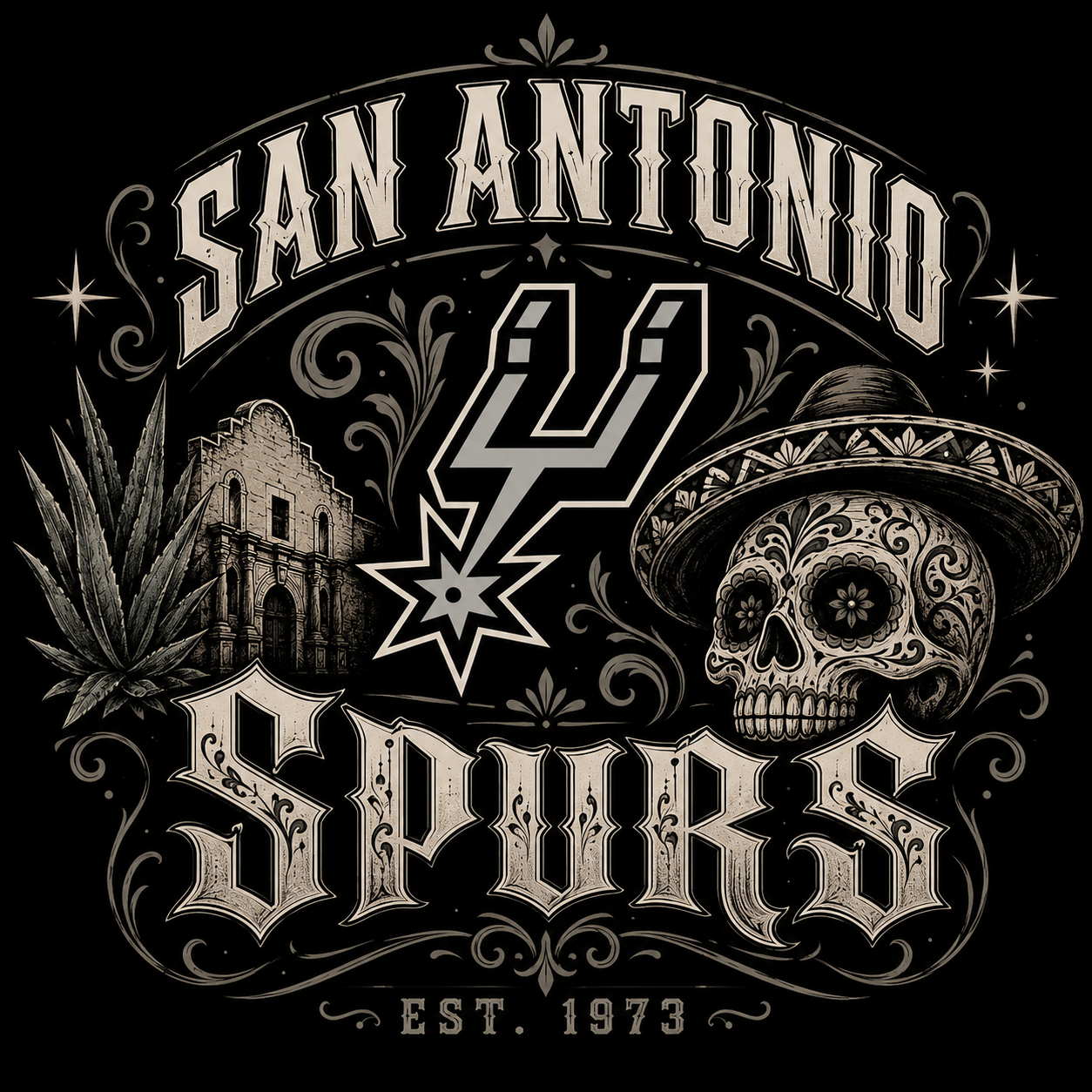 Adult Short Sleeve San Antonio Spurs Chicano Style T-Shirt