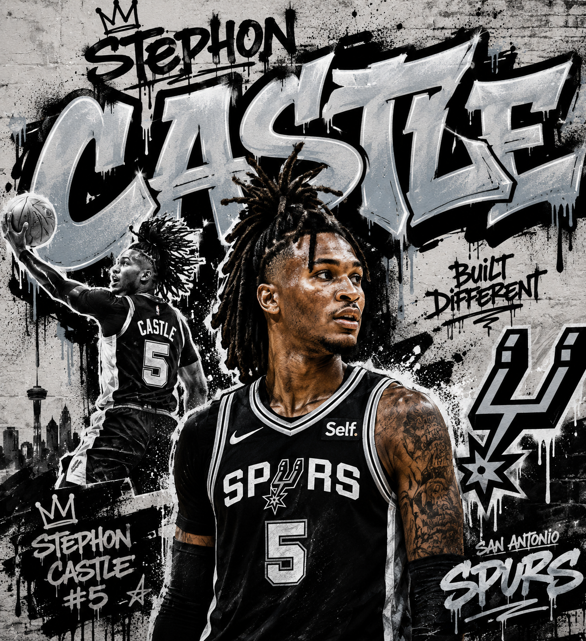 Adult Short Sleeve Stephon Castle Graffiti Style